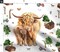 Highland Cow Farm 18X18 Calf Floral Scottish Custom Printed Fabric by Spoonflower Various Fabrics by the Yard or Fat Quarter
